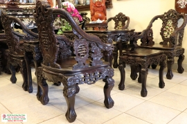 Bộ bàn ghế Minh Rồng tuyệt đỉnh của chạm khắc