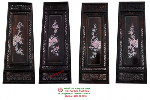 Tranh Tứ Qúy Gỗ Mun Cẩn Ốc Đẹp Hiếm Có