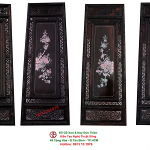 Tranh Tứ Qúy Gỗ Mun Cẩn Ốc Đẹp Hiếm Có
