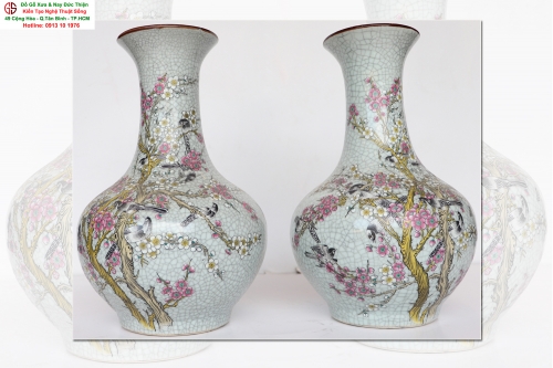 Cặp Bình Sứ Da Rạn