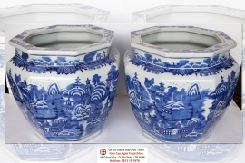 Cặp Chậu Sứ Kiểu Cổ Hàng Vẽ Tay Kỹ