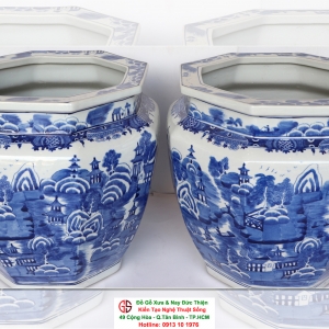 Cặp Chậu Sứ Kiểu Cổ Hàng Vẽ Tay Kỹ