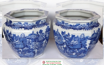 Cặp Chậu Sứ Kiểu Cổ Hàng Vẽ Tay Kỹ