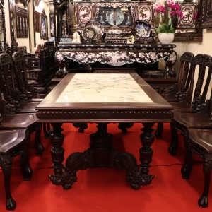 Bộ Bàn Ăn Mặt Đá Tàu - Chân Kỳ Lân