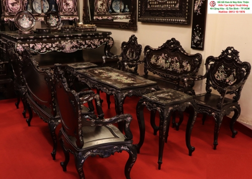 Siêu Phẩm hàng hiếm - Bộ Bàn Ghế Louis Khảm Tích Tam Quốc