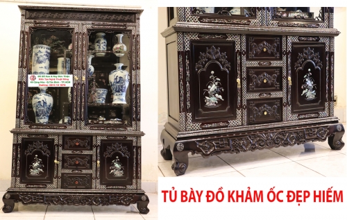 Tủ Bày Đồ Cổ, Tủ Rượu Đẹp Khảm Ốc Sà Cừ