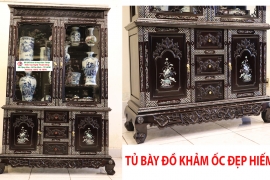 Tủ Bày Đồ Cổ, Tủ Rượu Đẹp Khảm Ốc Sà Cừ