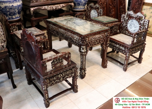 Bộ Bàn Vách Tàu Khảm Ốc  - Gỗ Cẩm Lai Rất Hiếm