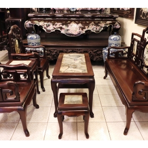 Bộ Bàn Ghế Móc Tàu 6 Món Gỗ Gụ