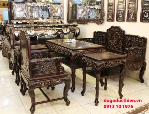 Bộ bàn ghế trường kỷ Trúc Nho 02 - Tuyệt Kỹ Chạm Khắc Gỗ