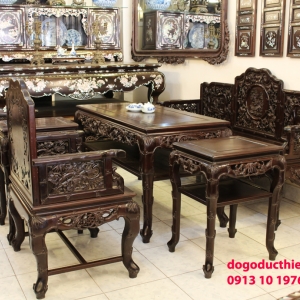 Bộ bàn ghế trường kỷ Trúc Nho 02 - Tuyệt Kỹ Chạm Khắc Gỗ