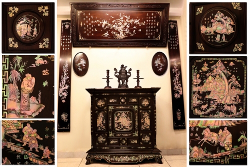 Tủ Thờ Nhị Thập Tứ Hiếu Gỗ Gụ Đẹp