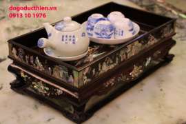 Khay Trà Gỗ Cẩm Lai Cẩn Ốc Đẹp