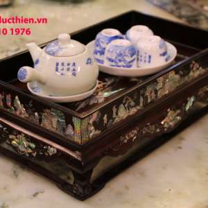 Khay Trà Gỗ Cẩm Lai Cẩn Ốc Đẹp