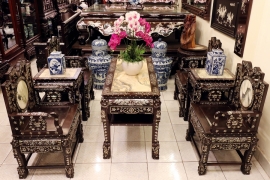 Bộ Bàn Ghế Vách Tàu Khảm Ốc
