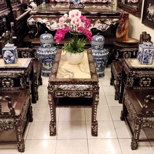 Bộ Bàn Ghế Vách Tàu Khảm Ốc
