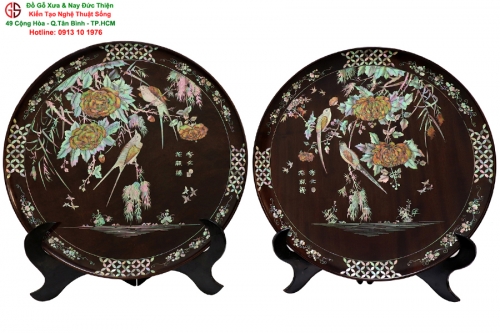 Cặp Đĩa Khảm Ốc Đẹp - Uyên Ương hội tụ 