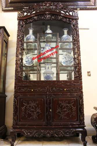 Tủ Bày Đồ Chạm Trúc Nho