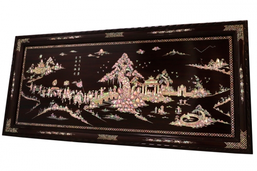 TRANH GỖ GỤ KHẢM ỐC - VINH QUY BÁI TỔ