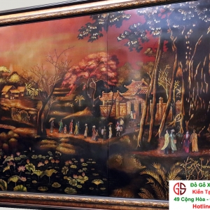 Tranh Sơn Mài Cảnh Đồng Quê