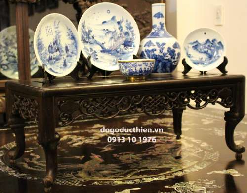 Bàn Uống Trà, Văn Kỷ, Bàn Viết Thư Pháp Chạm Chữ Phúc