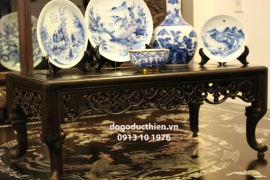 Bàn Uống Trà, Văn Kỷ, Bàn Viết Thư Pháp Chạm Chữ Phúc