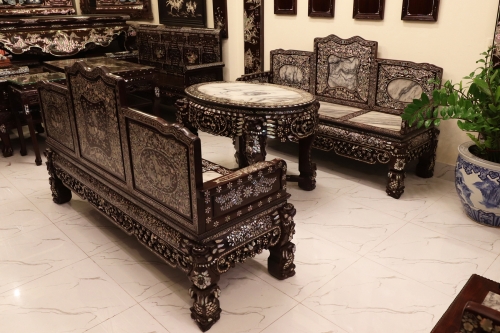 Bộ Bàn Trường Kỷ Tam Sơn Siêu VIP - Đẹp Nhất 2021 - Giá Rẻ ( Gỗ Gụ )