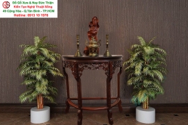 Bàn Bán Nguyệt Mặt Đá Chạm Khắc Đẹp