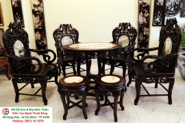 Bộ Bàn Tròn Chạm Trúc Nho