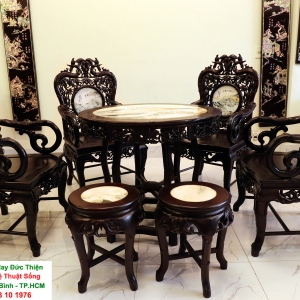 Bộ Bàn Tròn Chạm Trúc Nho