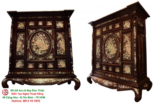 Tủ Thờ Gỗ Cẩm Lai Khảm Ốc Tích Thập Nhị Tứ Hiếu