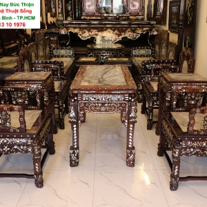 Bộ Bàn Ghế Vách Tàu Khảm Ốc - Gỗ Cẩm Lai 