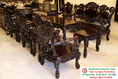 Bộ Bàn Gỗ Trắc Chạm Rồng Quý Hiếm