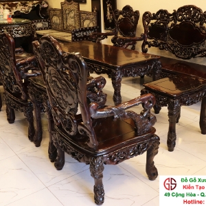 Bộ Bàn Gỗ Trắc Chạm Rồng Quý Hiếm
