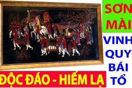 Tranh Sơn Mài : VINH QUY BÁI TỔ - Quan Trạng Về làng