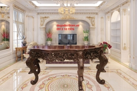 Bàn Trang Trí Cho Nhà Biệt Thự - Chạm Hoa Lá Tây Kiểu Pháp
