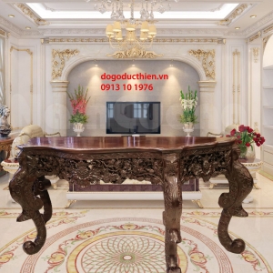 Bàn Trang Trí Cho Nhà Biệt Thự - Chạm Hoa Lá Tây Kiểu Pháp