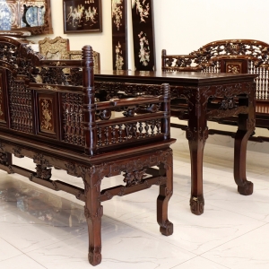 Trường Kỷ Huế Chạm Khắc Khảm Nổi Đẹp Xuất Sắc