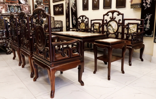 BỘ BÀN GHẾ MÓC TÀU 8 MÓN GỖ GỤ TA...