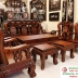 Bộ Bàn Ghế Phòng Khách Gỗ Cẩm Lai 10 Món Tay 14 Chạm Đào Cực Đẹp