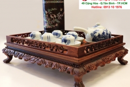 Khay Trà Gỗ Cẩm Chạm Khắc Đẹp Size Lớn