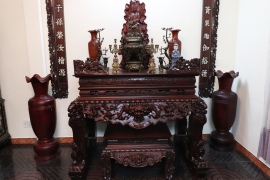 BÀN THỜ TỨ LINH CHÂN NGHÊ ĐỤC CHẠM ĐẸP 