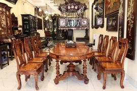 BỘ BÀN ĂN GỖ CẨM NU 8 GHẾ