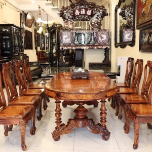 BỘ BÀN ĂN GỖ CẨM NU 8 GHẾ