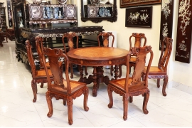 BỘ BÀN CÙ LÁ 8 GHẾ GỖ CẨM NU