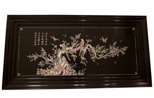 TRANH GỖ GỤ KHẢM ỐC - ( UYÊN ƯƠNG HỘI TỤ,PHÚ QUÝ BẠC ĐẦU )