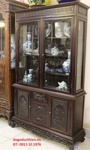 Tủ Bày Đồ Cổ Chạm Tùng Mai