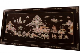 TRANH GỖ GỤ KHẢM ỐC ĐẸP ( CHỢ QUÊ )