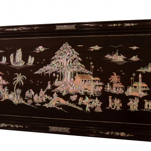 TRANH GỖ GỤ KHẢM ỐC ĐẸP ( CHỢ QUÊ )
