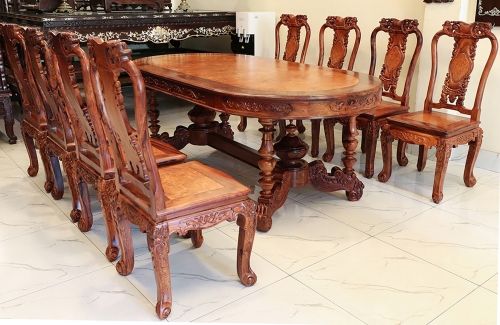 BỘ BÀN ĂN 8 GHẾ GỖ CẨM NU 
